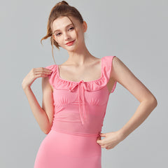 Ruffled small flying sleeves, Gentle wind mesh breathable, Thin temperament, Short sleeves