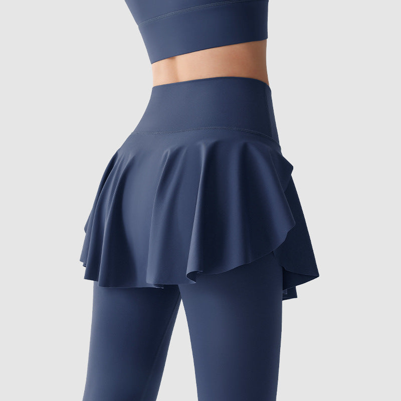 High-waisted, Hip-lifting, Quick-drying, Breathable skirt fake two running fitness track pants