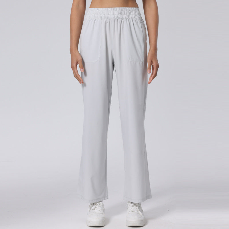 Soft high-rise straight-leg slacks