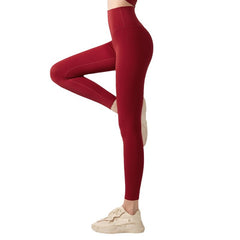 Nude high-rise hip-lifting trousers