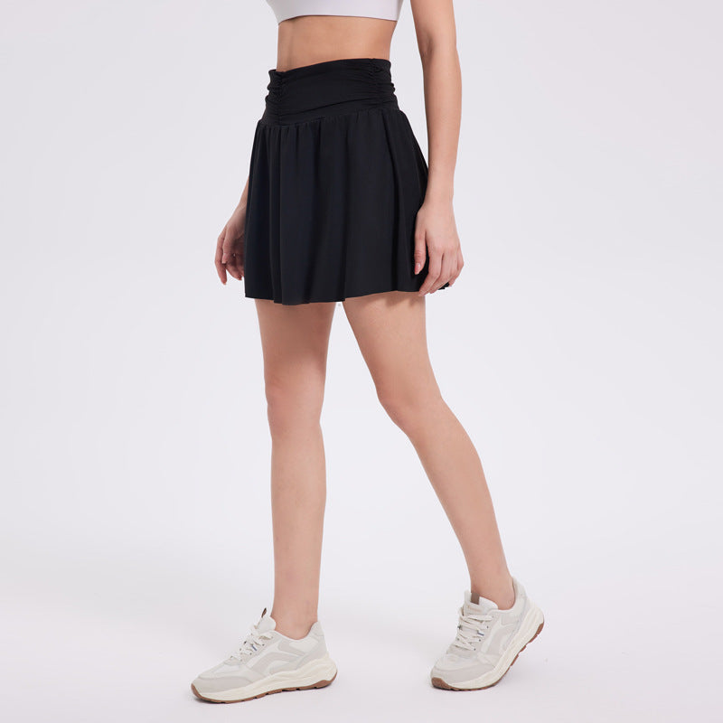 Ballet wind speed dry smocked high-waisted tennis skirt