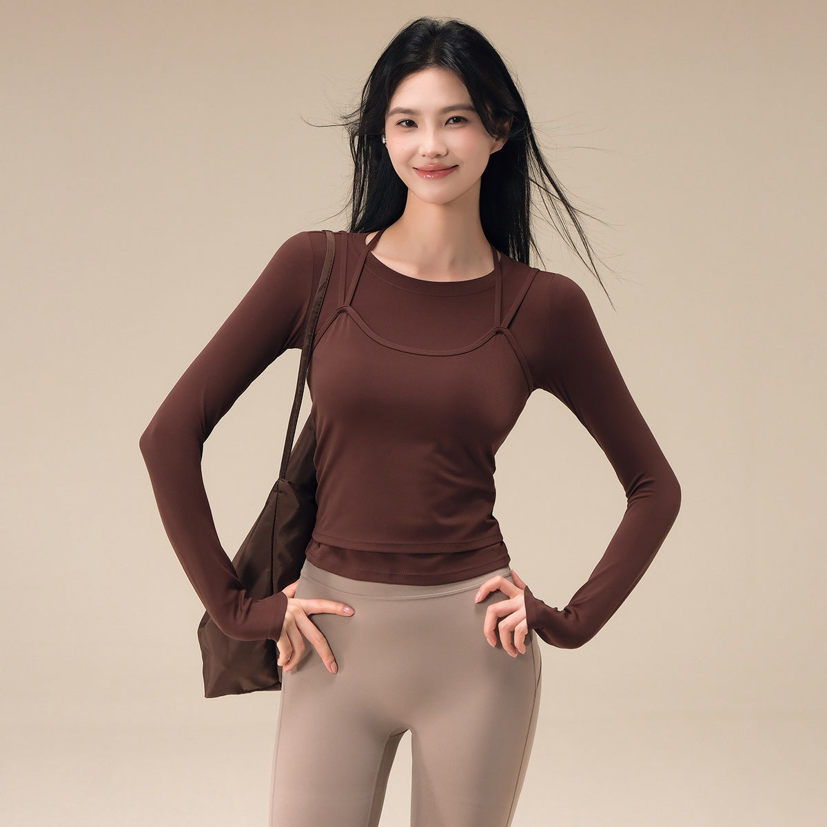 Fall and winter layered Pilates training two-piece set