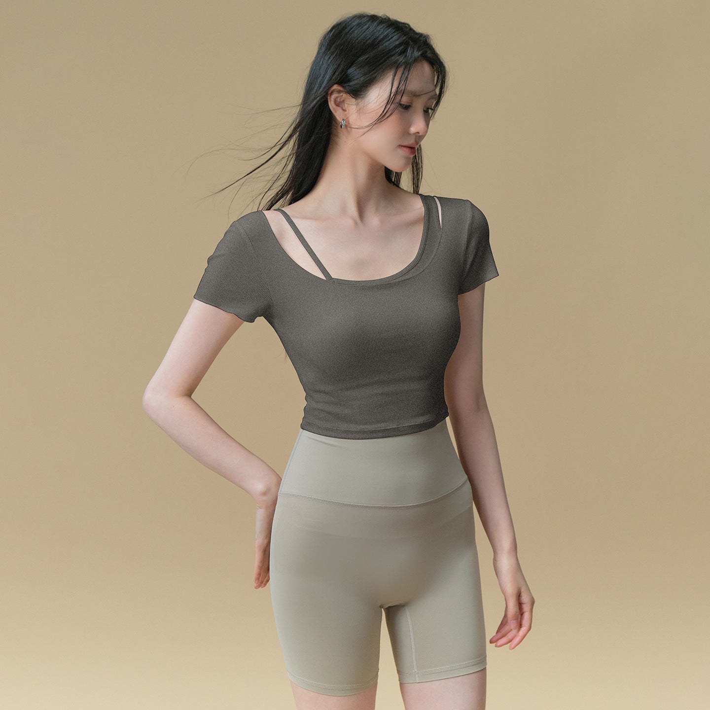 Summer Pilates fitness light and comfortable short-sleeved T-shirt