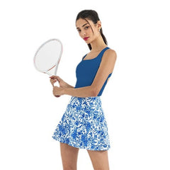 Fashion printed golf tennis badminton bra short skirt set