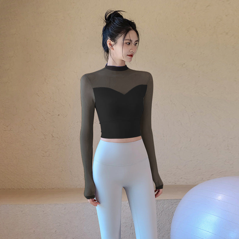 Mesh High-Neck Long Sleeve