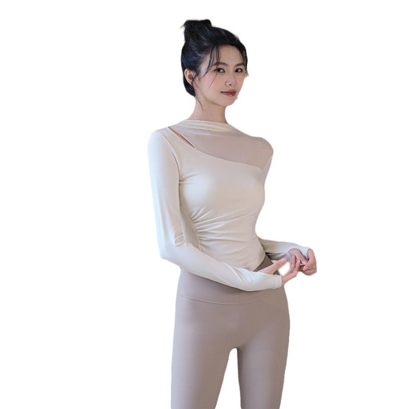 Mesh Panel Long-Sleeve Fitness T-Shirt