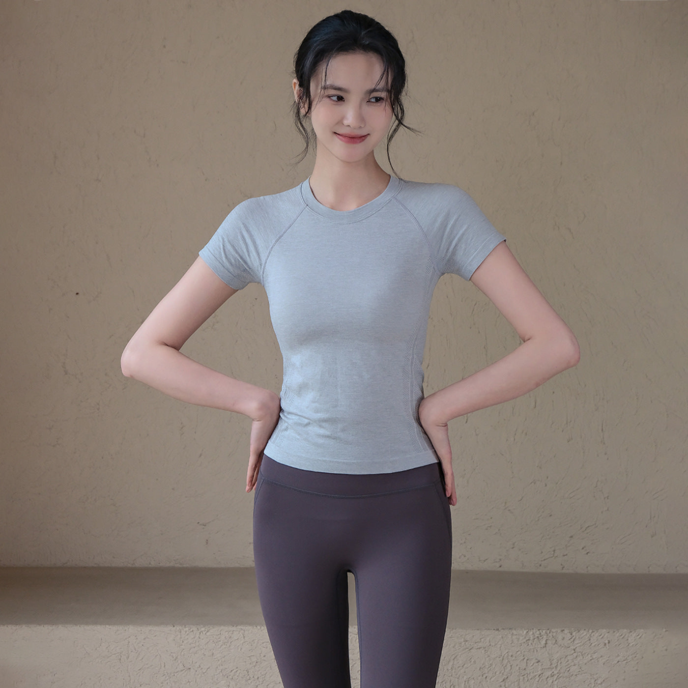 Lightweight, Breathable, Nude, Slim, Slim, Fitness short sleeves