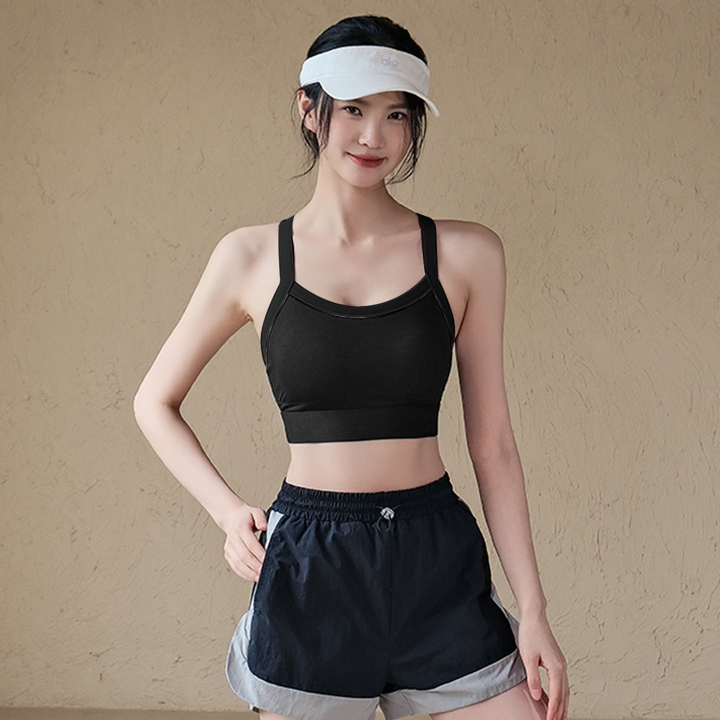 All-in-one contrasting premium shockproof pull-in fitness training bra