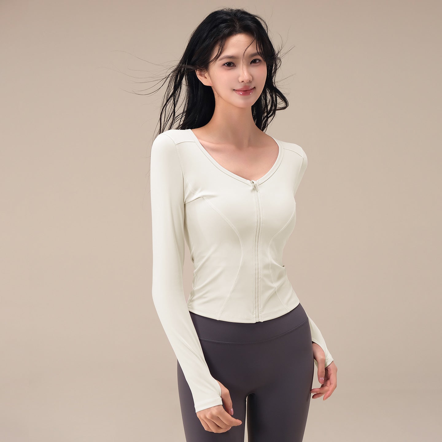 Autumn zippered cardigan slim slimming fitness long-sleeved jacket