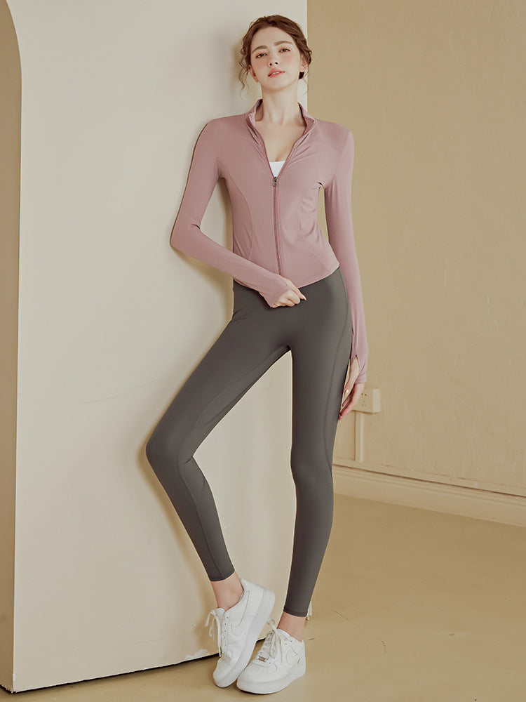 Stand-up collar zip-up quick-drying top