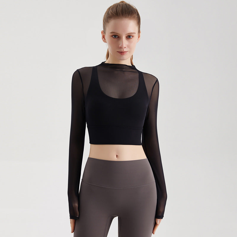 Mesh long sleeve top