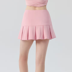 Fake two high-waisted tummy tuck fitness tennis skirts