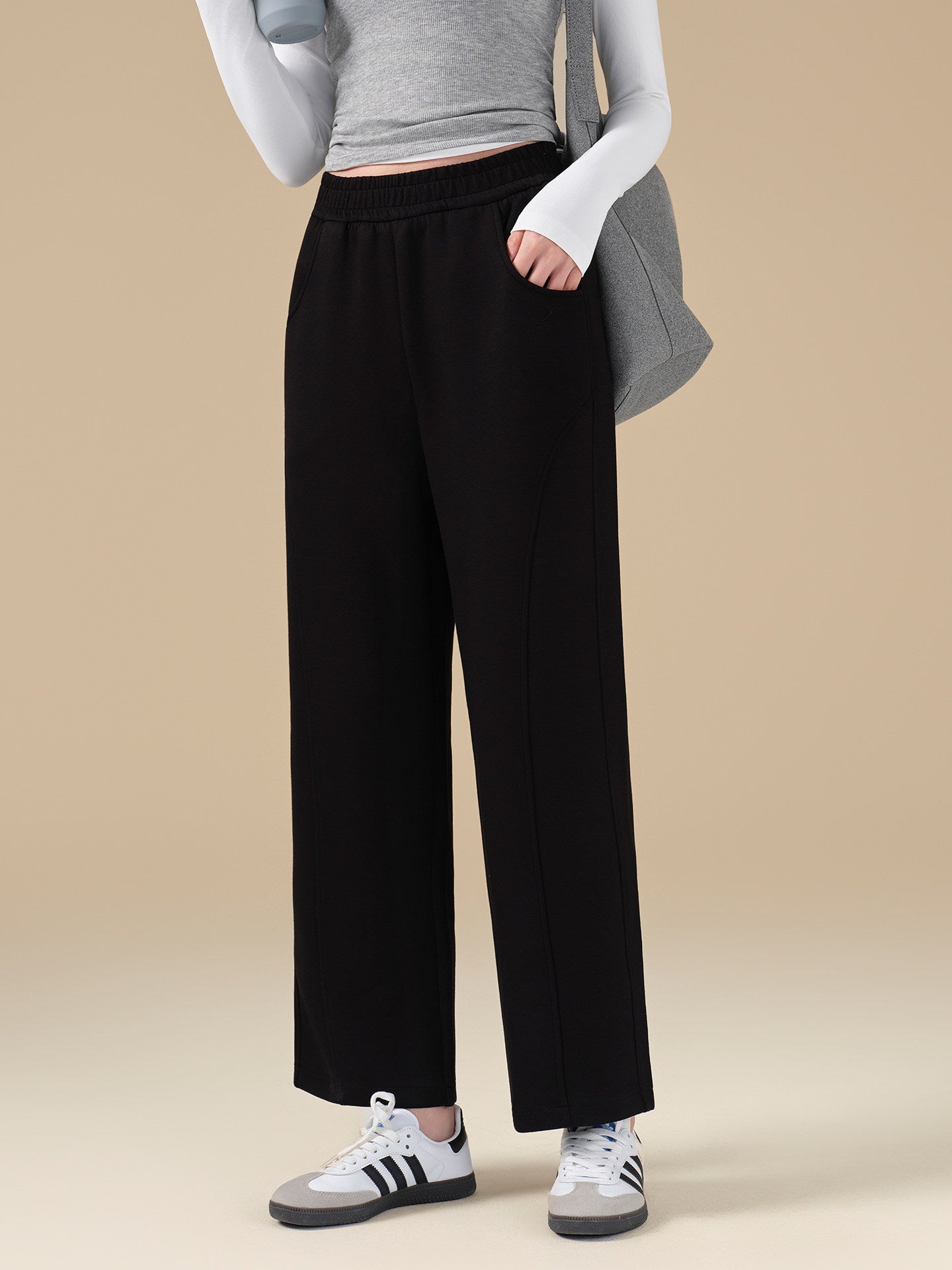 New nude breathable wide-leg casual sports trousers for autumn and winter