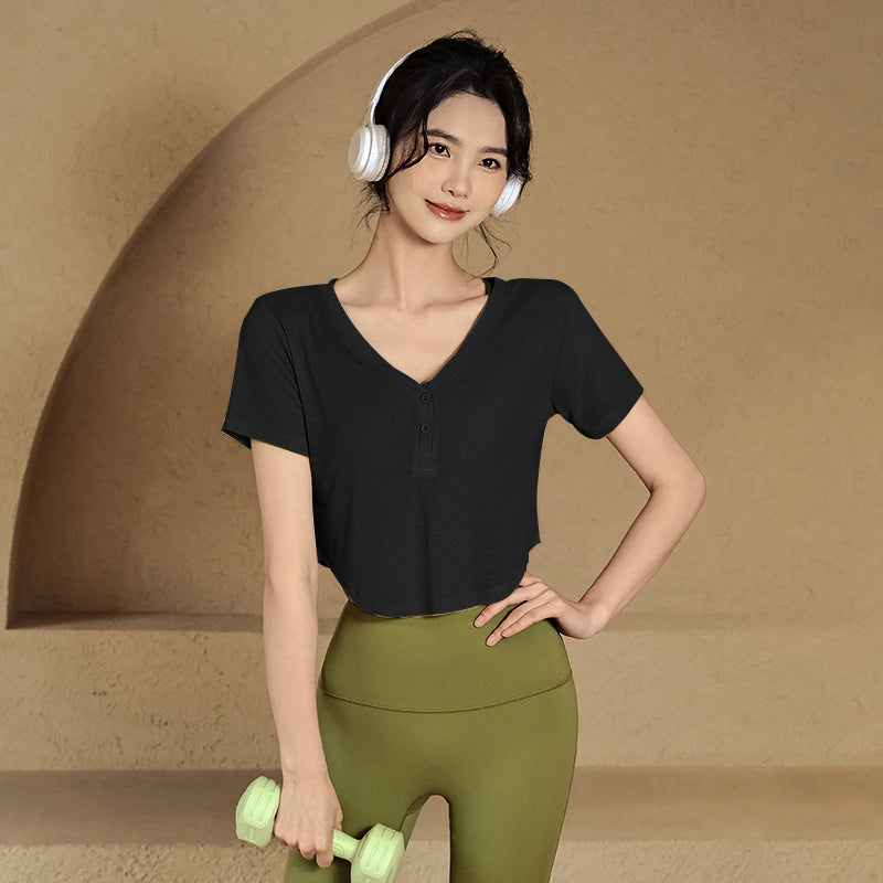 Loose quick-drying smock yoga short-sleeved T-shirt