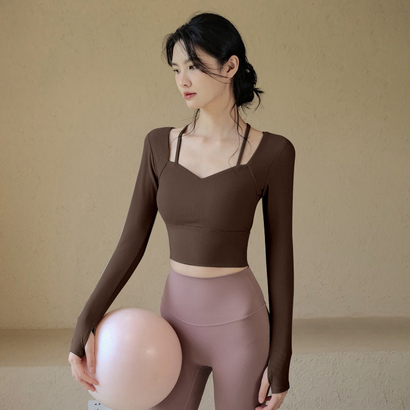 Professional yoga long sleeves with chest pads