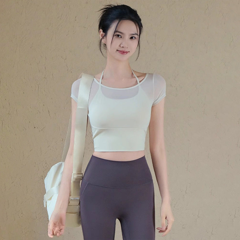 Mesh with padded ballet short sleeves