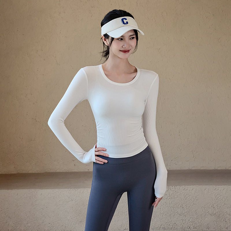 Fitted slimming long-sleeve T-shirt