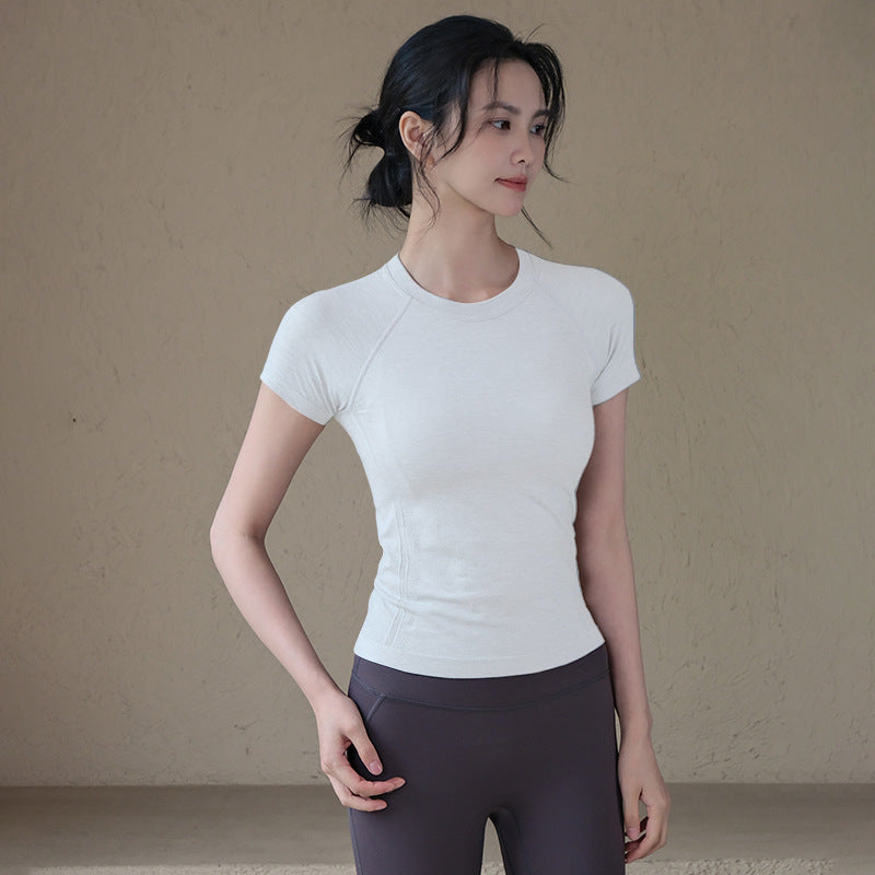 Lightweight, Breathable, Nude, Slim, Slim, Fitness short sleeves
