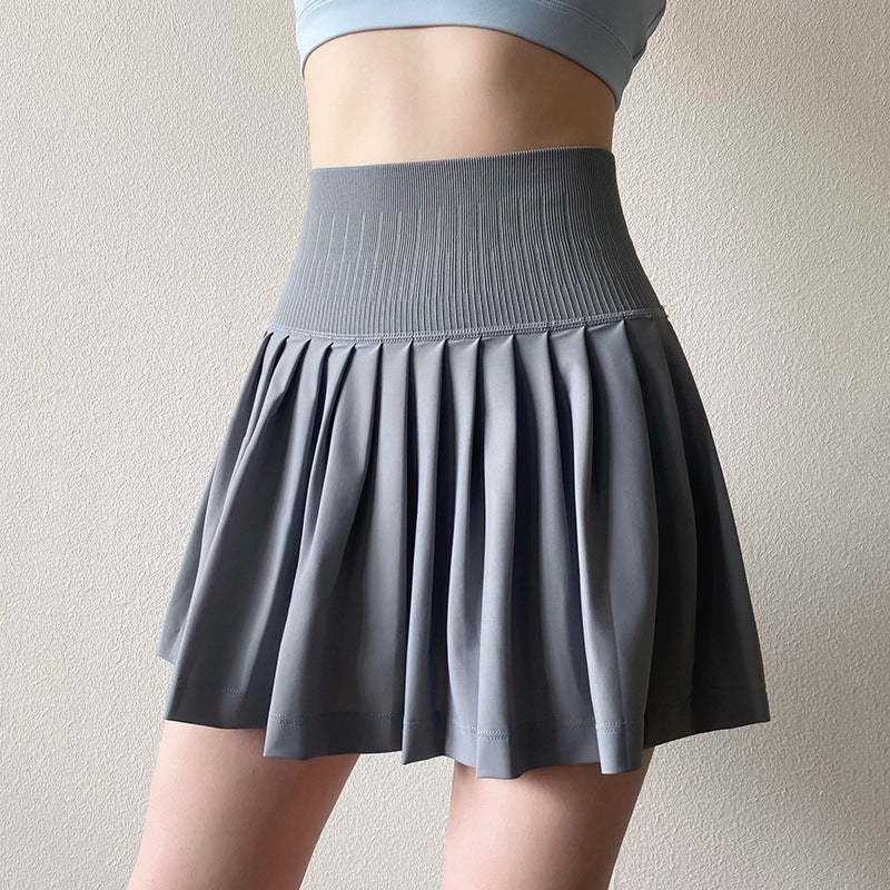 High-waisted, Tummy-cinching, Anti-glare, Sports pleated skirt
