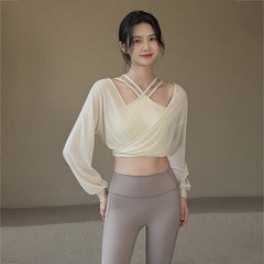 Temperament mesh long sleeves