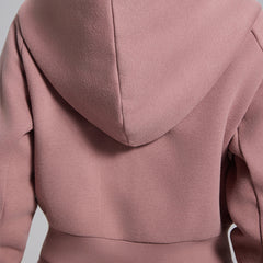 Autumn and winter cropped fleece casual sports hooded jacket
