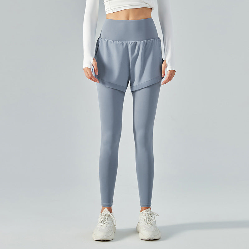High-waisted stretch mesh anti-runaway running breathable sports skinny trousers