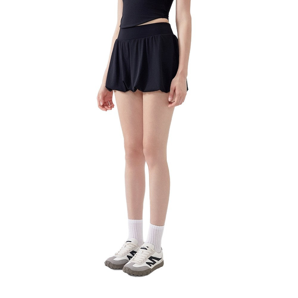 Nude high-waisted anti-walking tutu skirt running sports tennis skirt