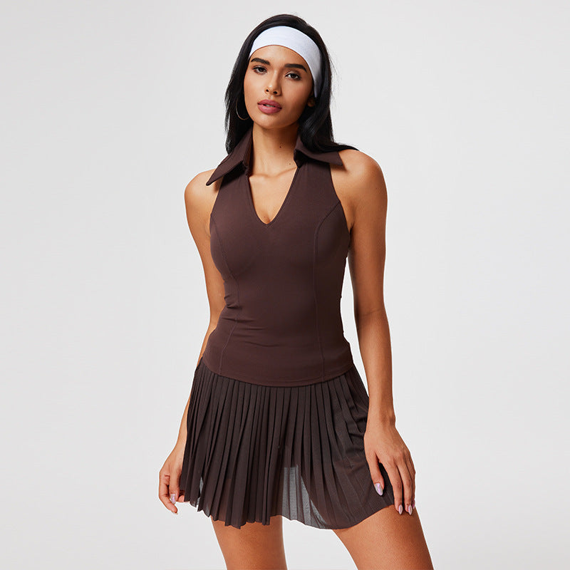 Casual short skirt vest running fitness yoga tennis suit set