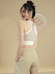 Striped sports vest with chest pad