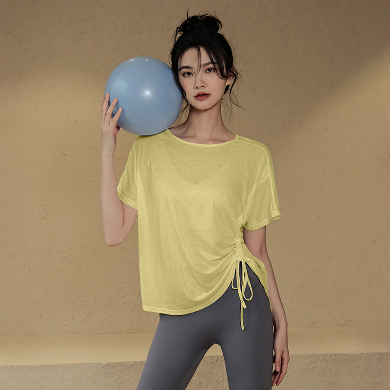 Loose cover-up slimming yoga short-sleeved T-shirt