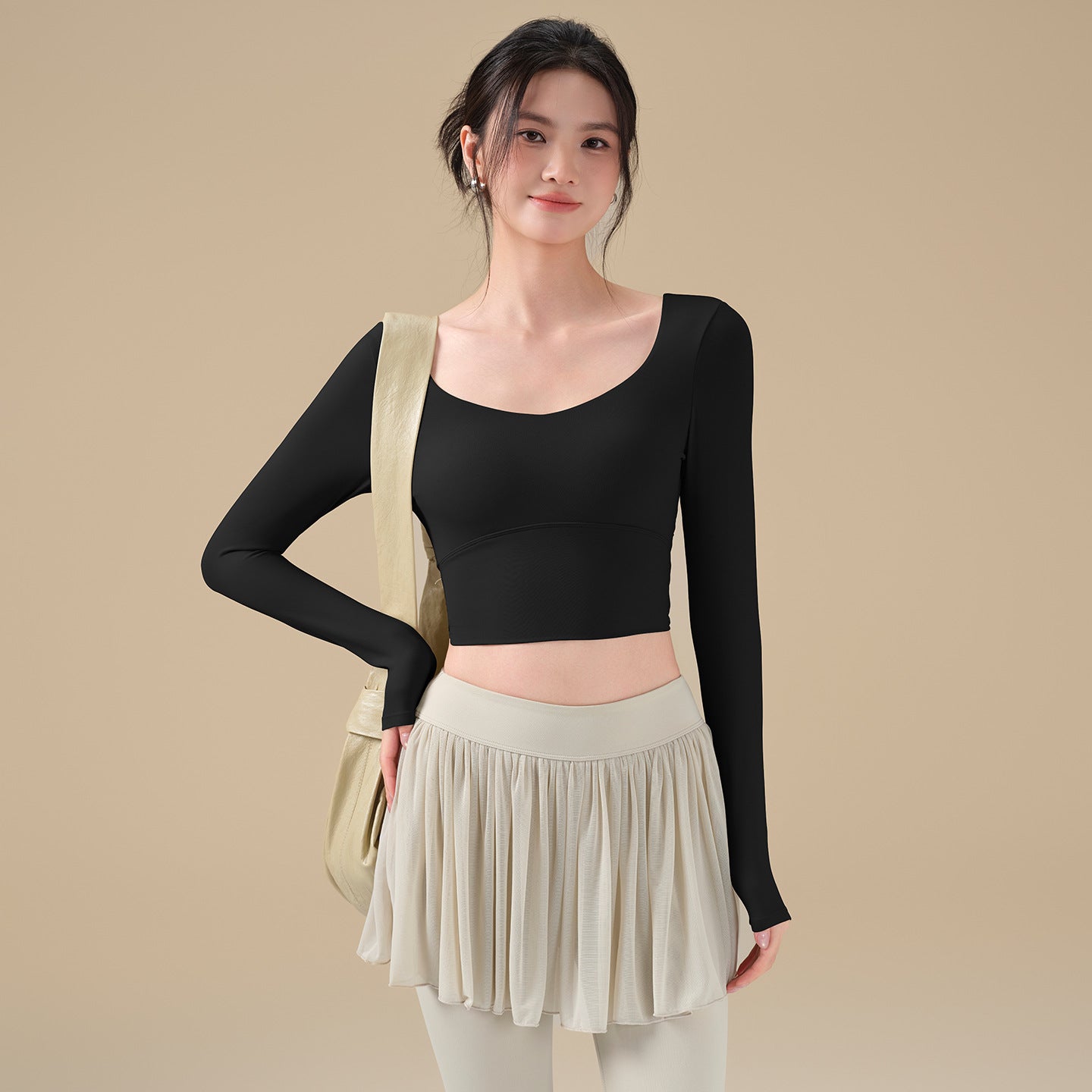High-value mesh beauty back gym suit top with chest pad