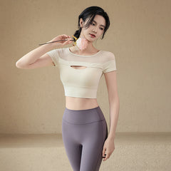 Padded slim-fit short sleeve t-shirt