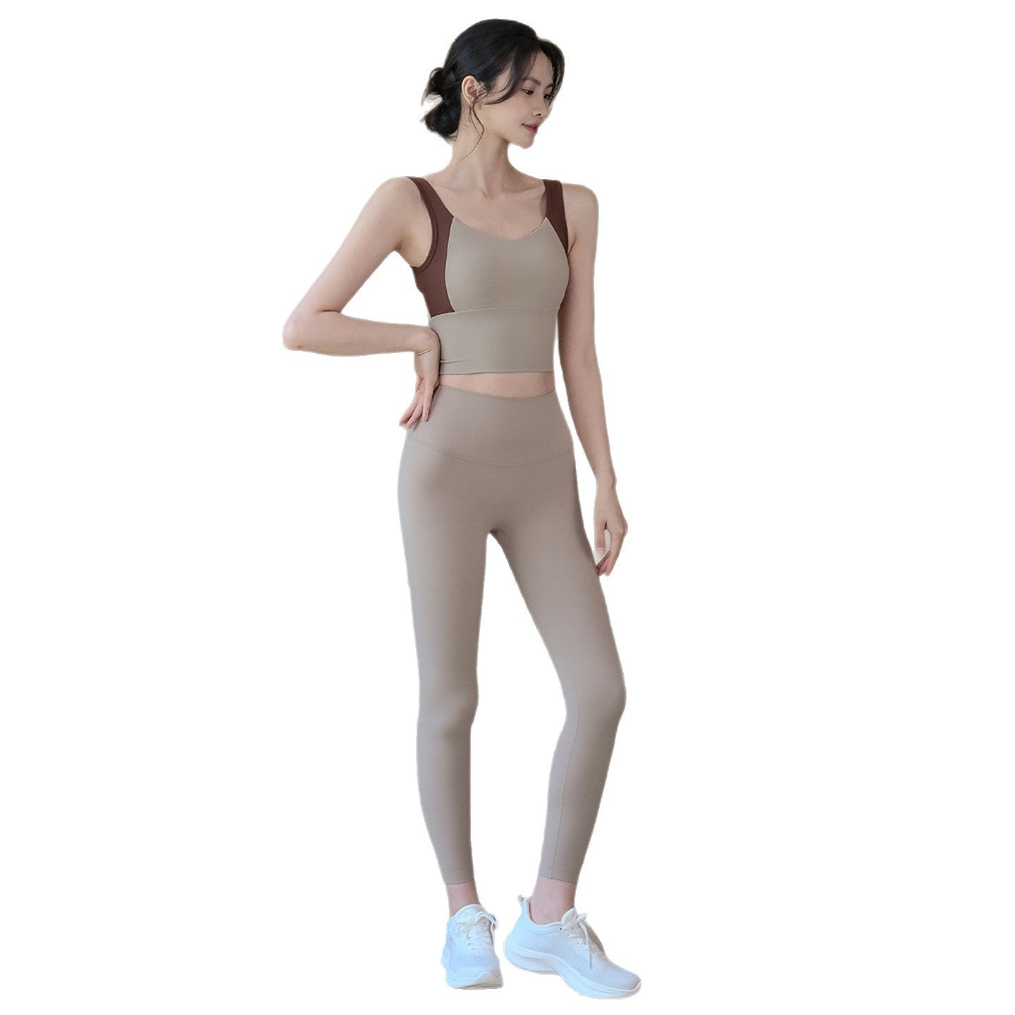 All-in-one contrasting sports Pilates training bra