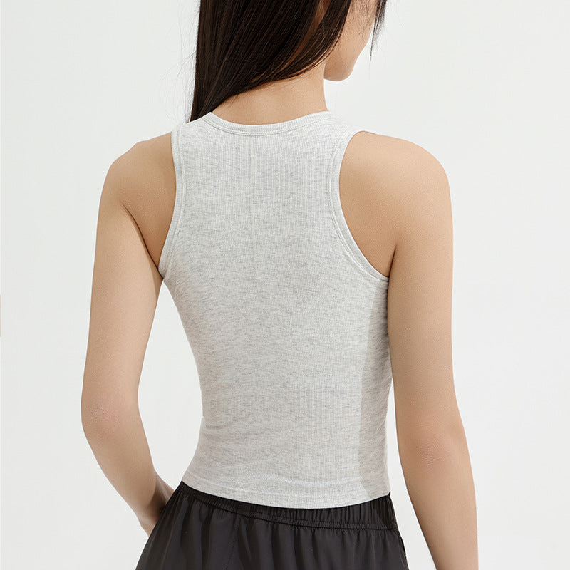 Ribbed crew tie chest pad sports vest