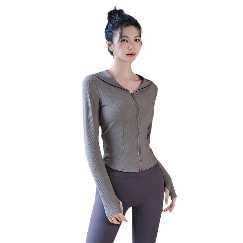 Navy Collar Yoga Long-Sleeve Top