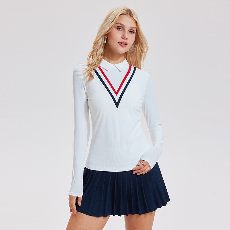 Lapel quick-drying fake two-piece sports fitness golf top
