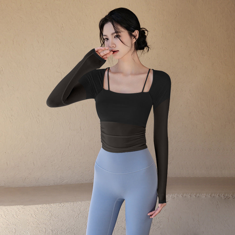 Two-piece look mesh long sleeve