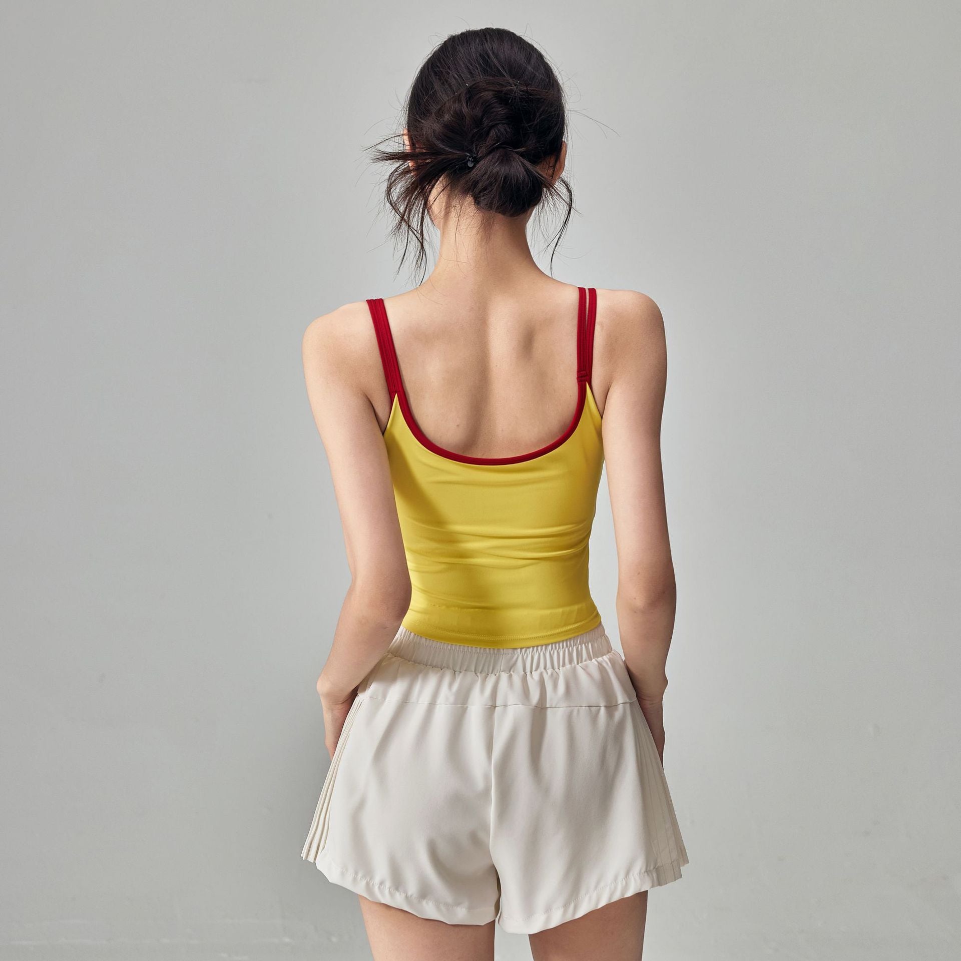 Contrasting double strap slimming sports fitness back bra