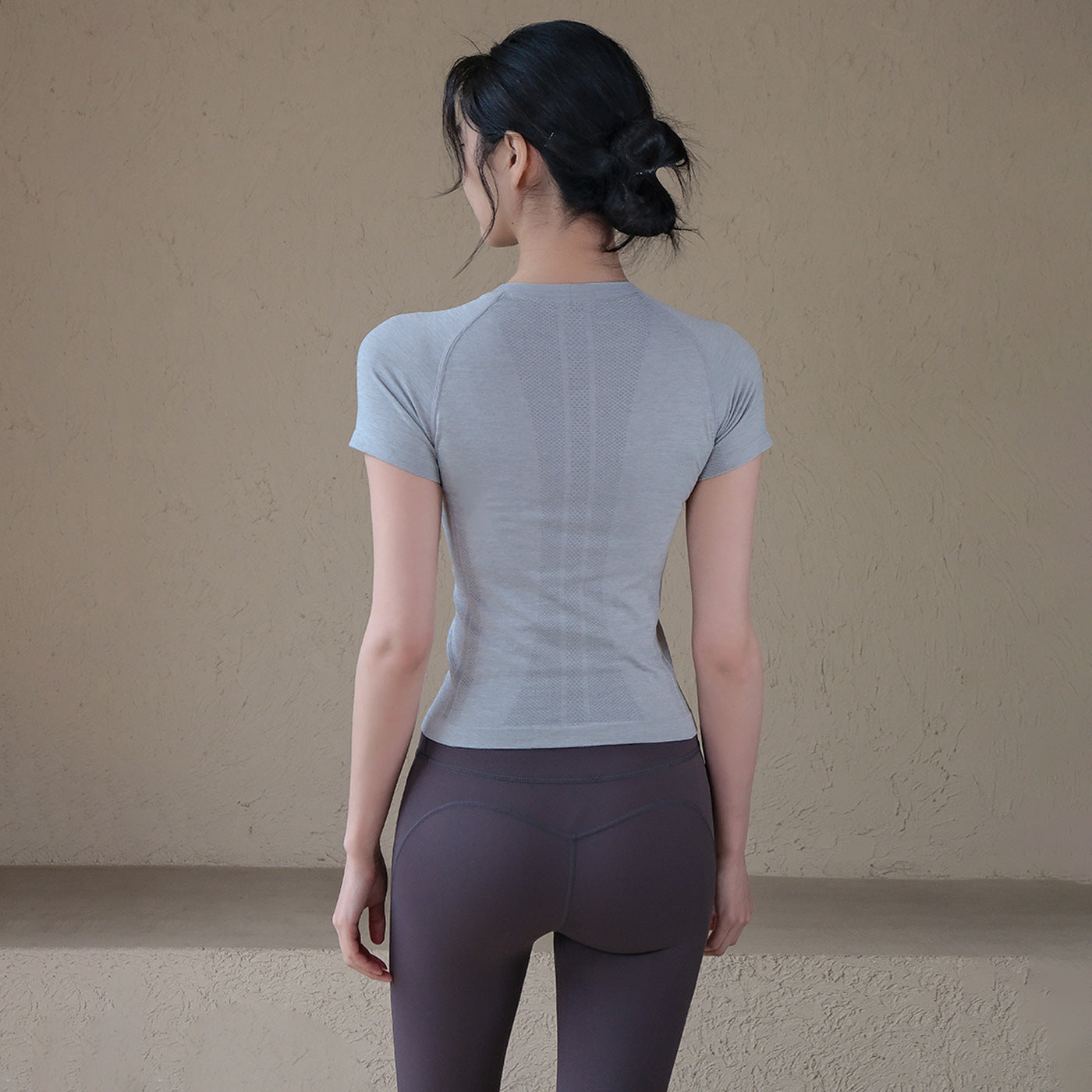 Lightweight, Breathable, Nude, Slim, Slim, Fitness short sleeves