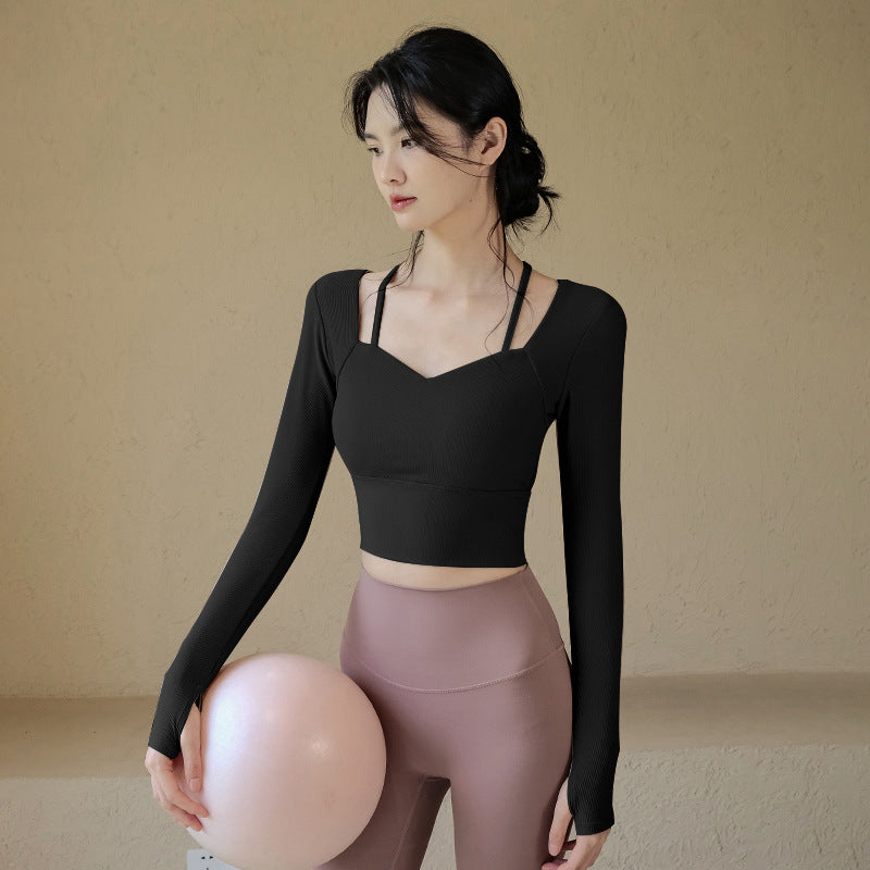 Professional yoga long sleeves with chest pads