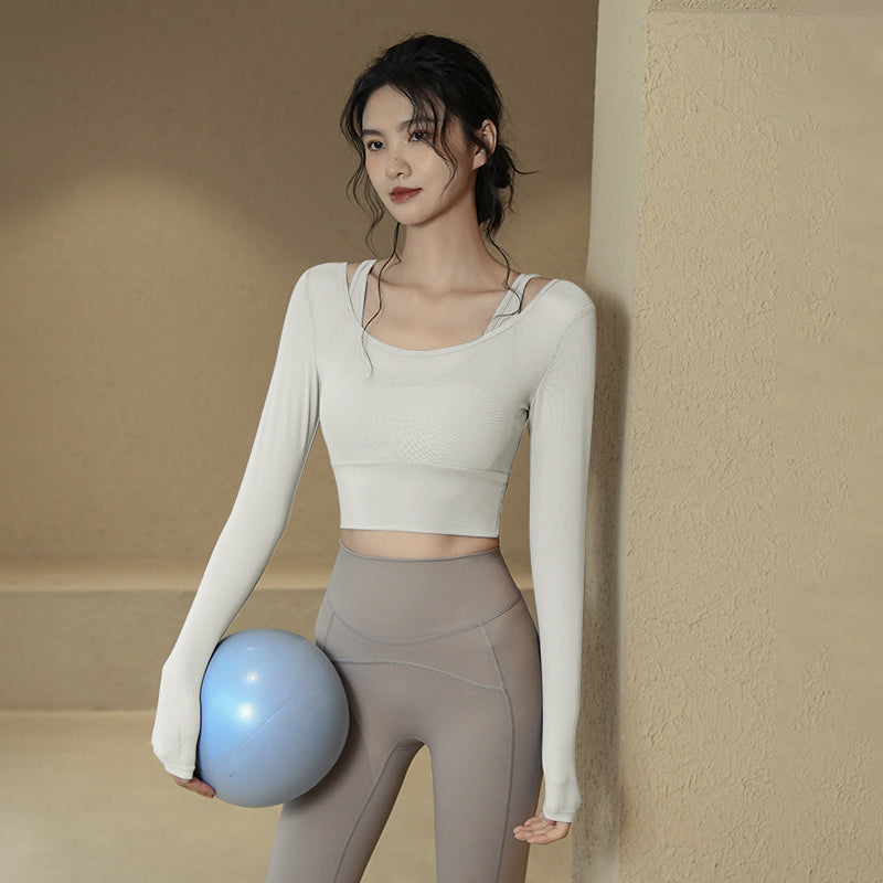 Fake two-piece long sleeves with chest pad
