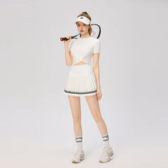 Solid color kink quick-drying tennis short sleeves