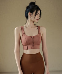 Front zipper high impact bra