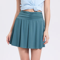 Ballet wind speed dry smocked high-waisted tennis skirt