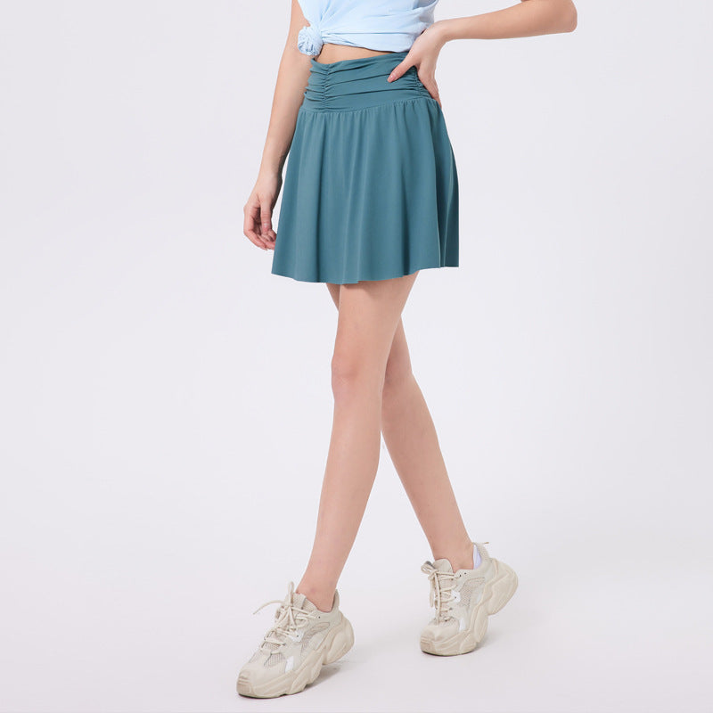 Ballet wind speed dry smocked high-waisted tennis skirt