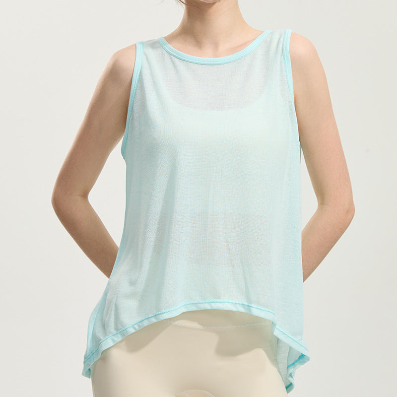 Sleeveless running cover-up with back slit