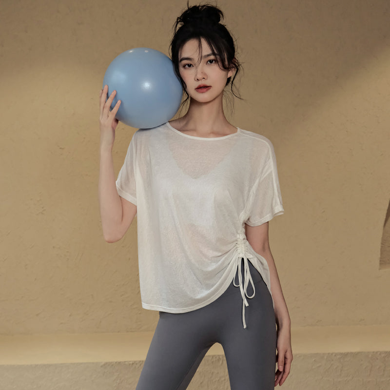 Loose cover-up slimming yoga short-sleeved T-shirt