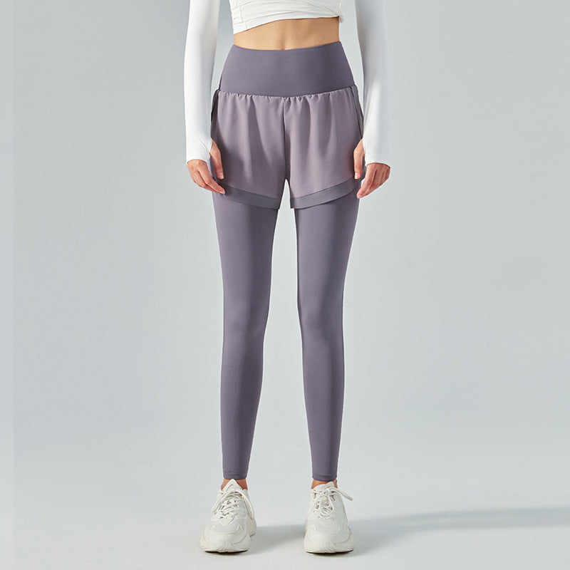 High-waisted stretch mesh anti-runaway running breathable sports skinny trousers