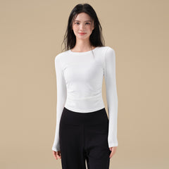 Pleated slim and breathable sports T-shirt