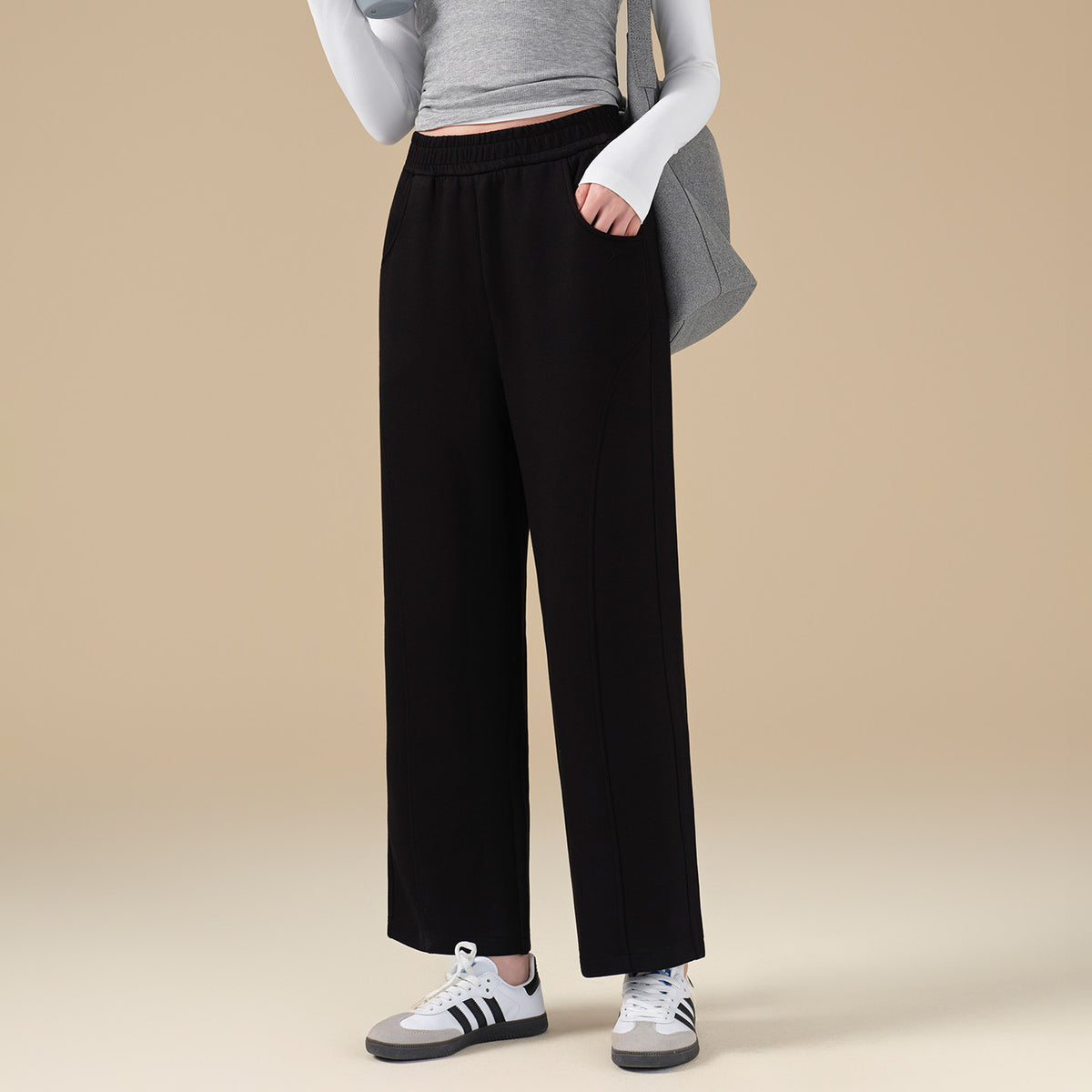 New nude breathable wide-leg casual sports trousers for autumn and winter